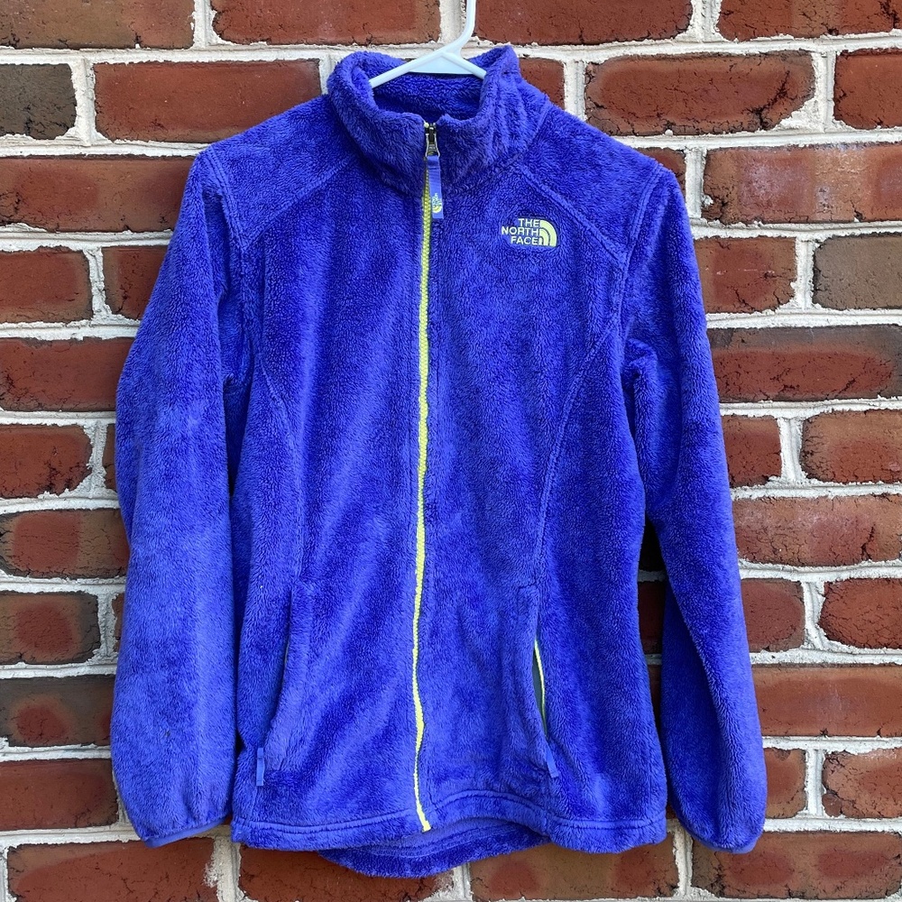 Deep Blue/Purple and neon Yellow North Face Zip Up Fleece